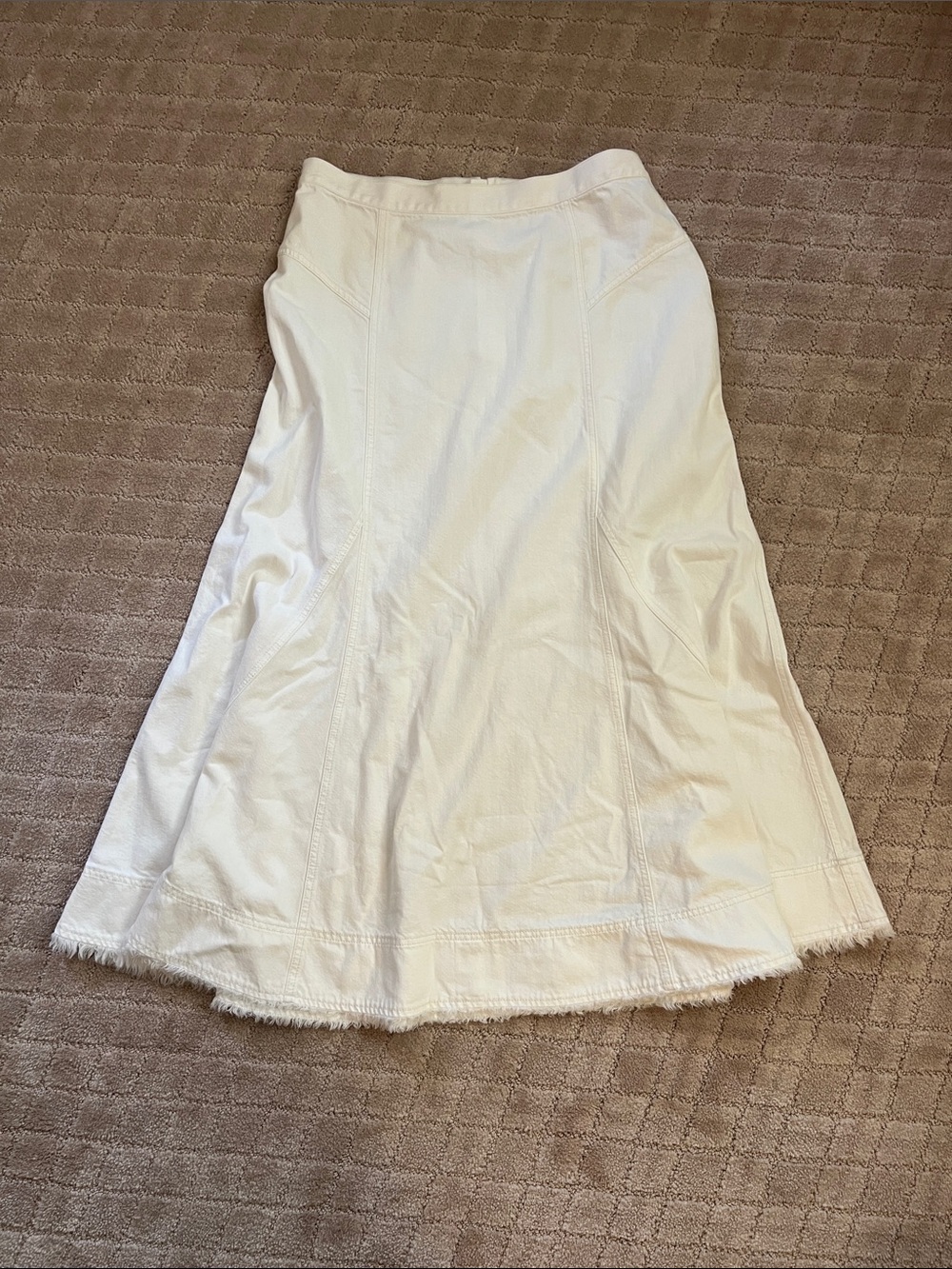 Madewell White A-Line Denim Midi Skirt